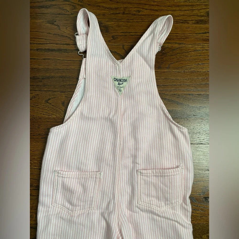 OshKosh B'gosh- toddler girl Overalls 4T pink stripe spring summer pinstripe